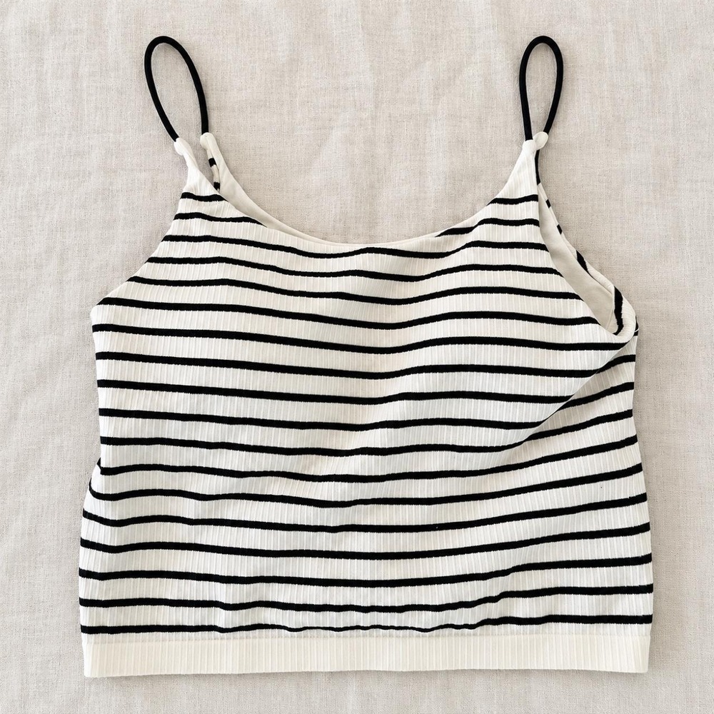 Ubras Black & Cream Striped Ribbed Cami — Small